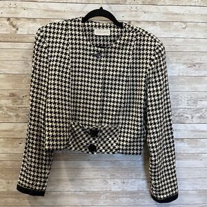 Vintage‎ Daniel Barrett Womens 10 Blazer Black & White Houndstooth Short Jacket